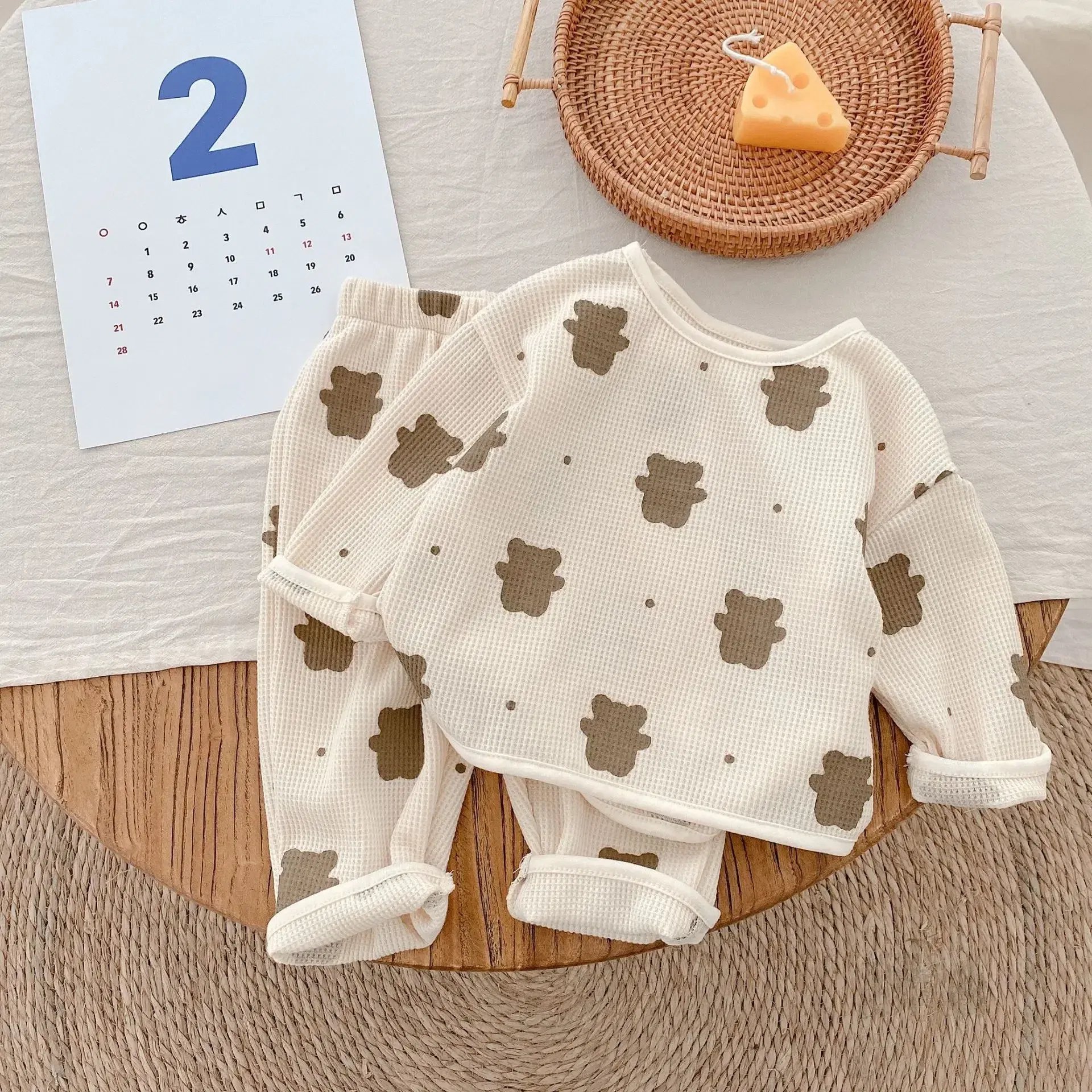 Color: Khaki, Kid Size: 12M, Ships From: CHINA - Baby Fall Clothes Girl Boy Cotton Long Sleeve Sweater and Pant Set Toddler Casual Cartoon Bear Pullover Top SweatPant Tracksuit