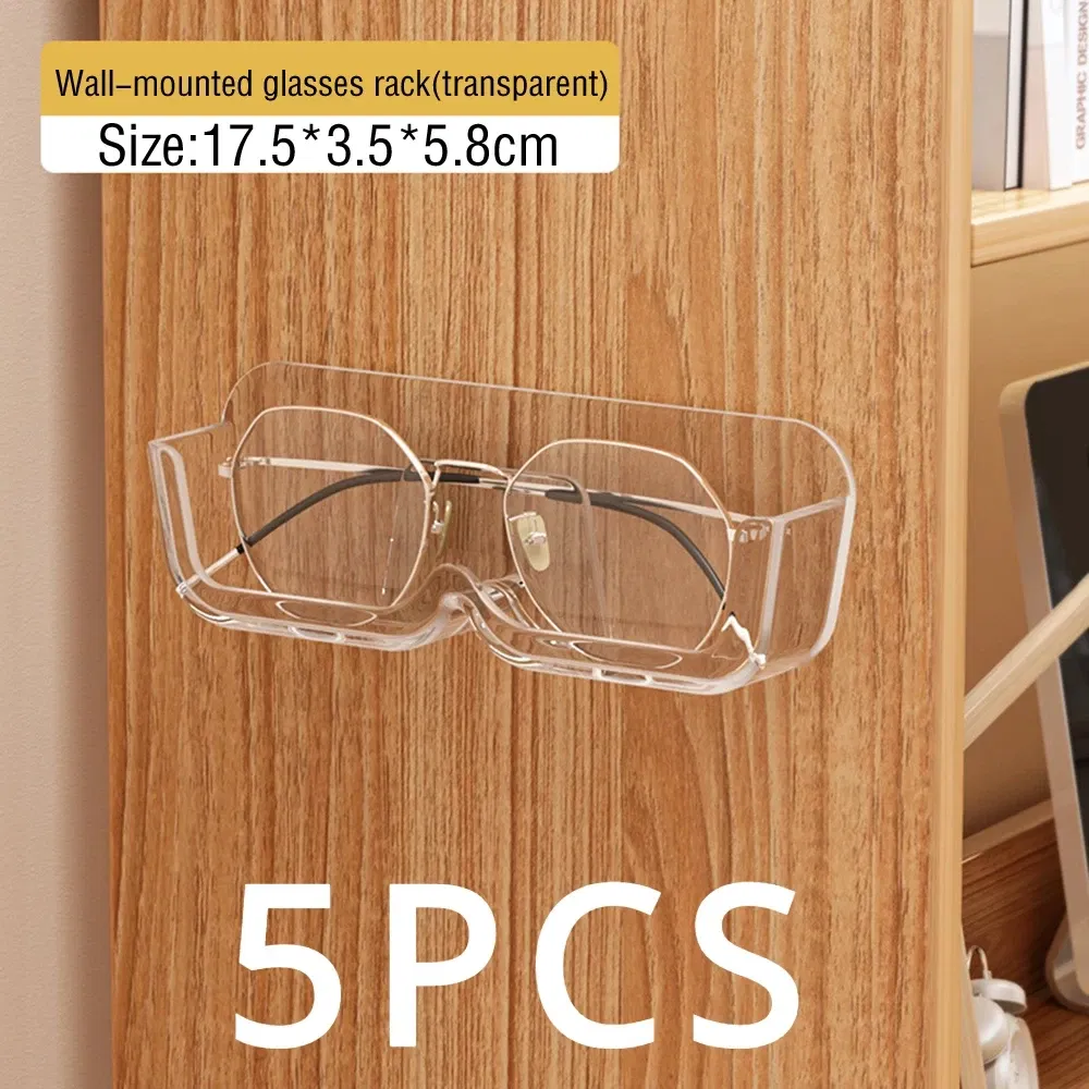 Color: PURPLE - Glasses Display Cabinet Sunglasses Storage Box Wall Mounted Perforated Free Sunglasses Storage Glasses Rack Home Tidying