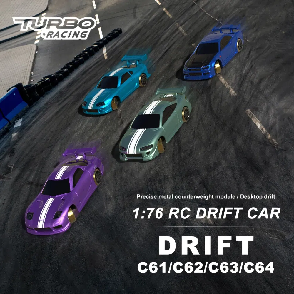 Color: WHITE - TURBO RACING C61 C62 C63 C64 C74 1/76 MINI RC Electric Remote Control Model Car Drift Racing Adult Desktop Toys