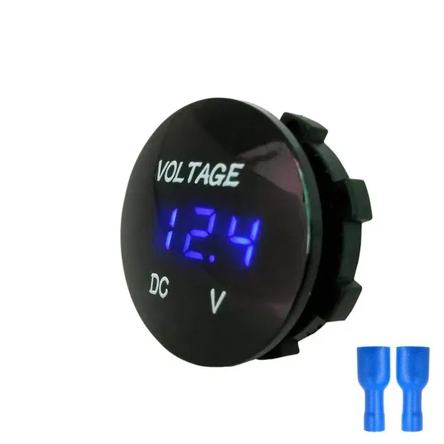 Color: Gold - DC 5V-48V LED Mini Round Waterproof Motorboat Motorcycle Panel Digital Voltmeter Tester Monitor Display Voltmeter