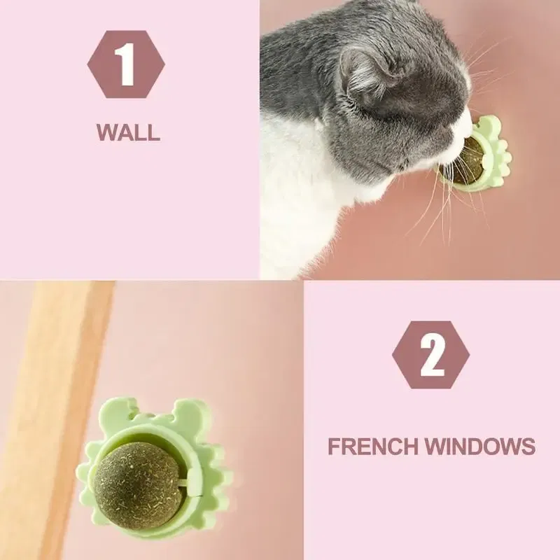 Color: Blue, Ships From: CHINA - Catnip Wall Ball Safe Edible Cat Licking Toy Cat Chew Toy Teeth Cleaning Cat Bite Toy Removable Catnip Licking Toys For Cats