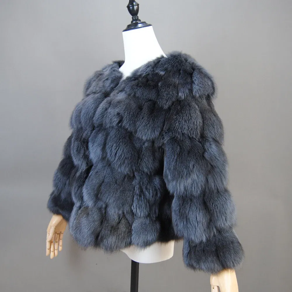 Color: Beige, Size: 4XL - 2025 New Style Real Fur Coat 100% Natural Fur Jacket Female Winter Warm Leather Fox Fur Coat High Quality Fur Vest