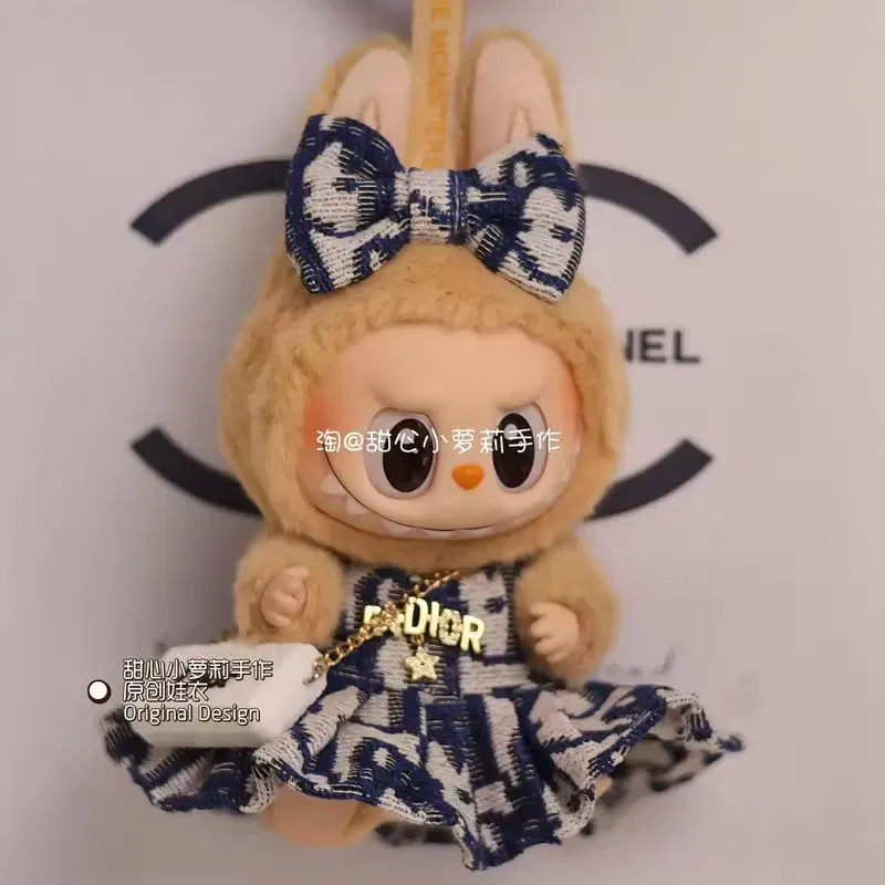 Color: Navy Blue, Size: One Size - Labubu Fashion Suits Skirt Suit V1 And V2 Vinyl Design Original Sitting Party Baby Clothes Eagerly Luxury Cute Dress Replacable