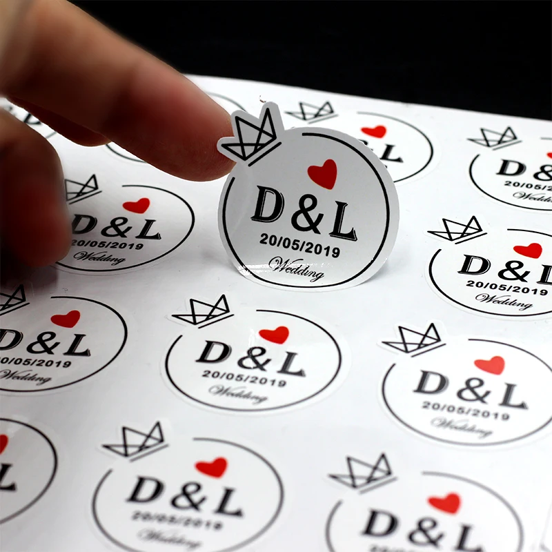 Color: light green - 100PCS 3-10cm Custom LOGO Wedding Sticker Personalized Design Your Label Candy Gift Box Birthday Party Seal Sticker Self-adhesiv