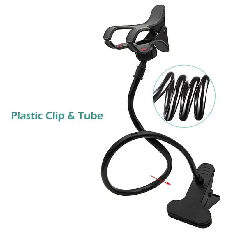 Color: black - 360 Clip Mobile Phone Holder Stand Portable Flexible Lazy Bed Desktop Bracket Smartphones Desk Bed Mount Stand Base Support 70cm