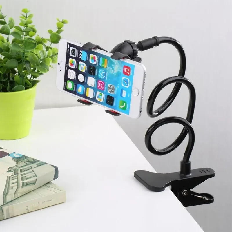 Color: black - 360 Clip Mobile Phone Holder Stand Portable Flexible Lazy Bed Desktop Bracket Smartphones Desk Bed Mount Stand Base Support 70cm