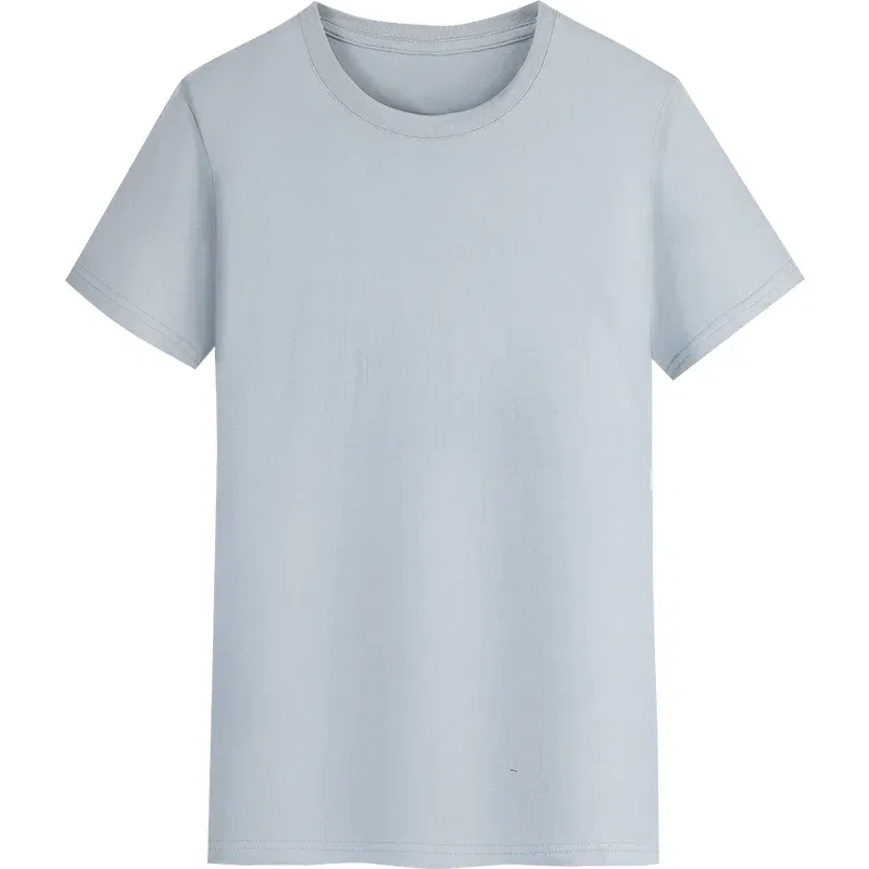 Color: GRAY, Size: M, Ships From: CHINA - YOTEE Round Neck T-shirt Cotton Logo Customized Embroidery Personal Group Fashion T-shirt Logo Customization