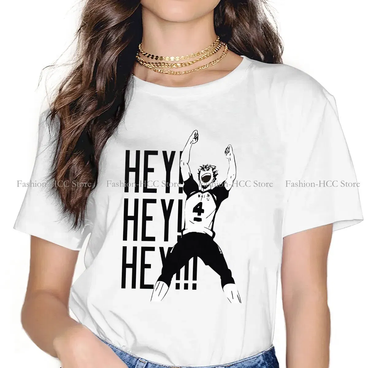 Color: black, Size: S - Haikyuu Cartoon Anime Polyester TShirts Bokuto Kotaro Hey Hey Hey Print Men's T Shirt New Trend Clothing