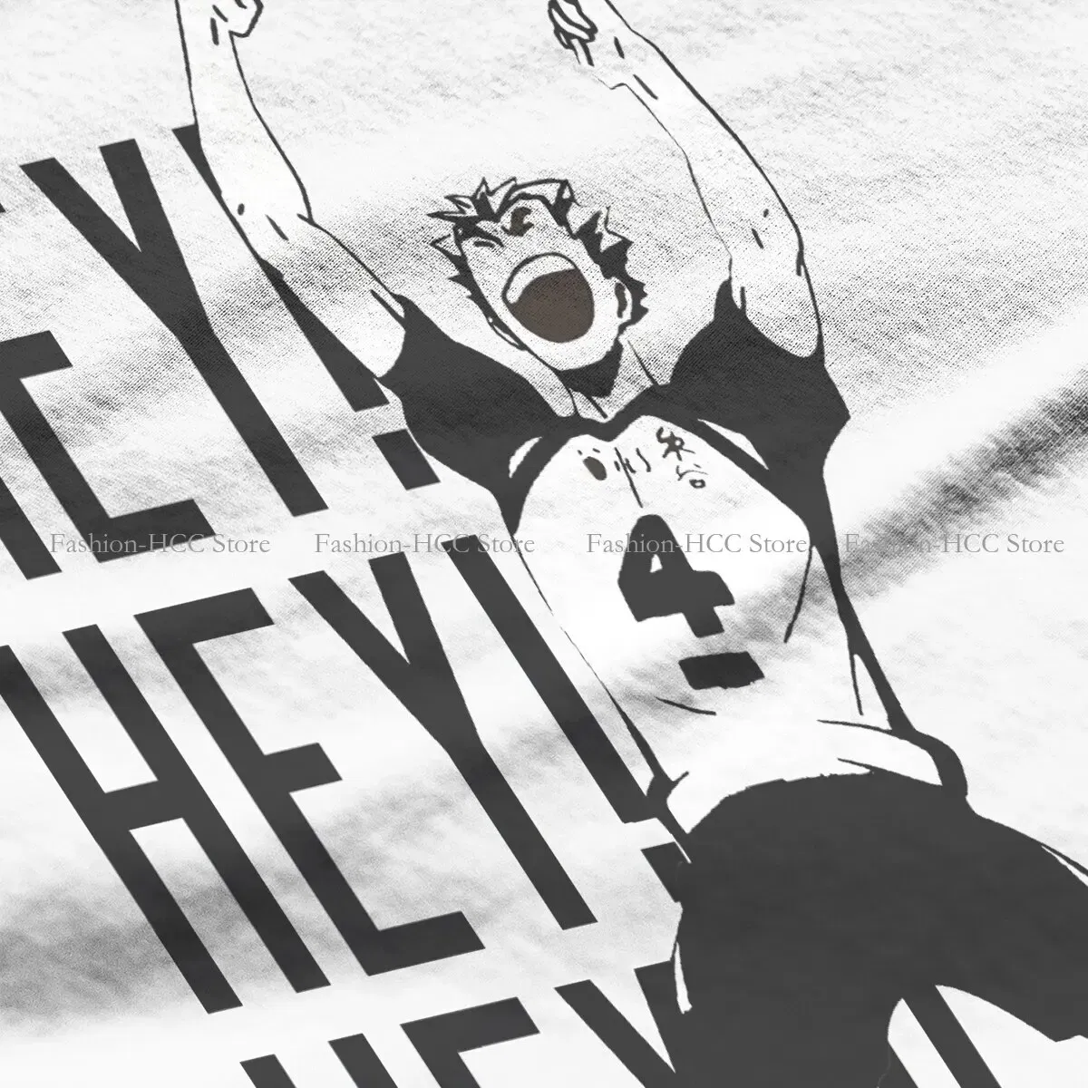 Color: black, Size: S - Haikyuu Cartoon Anime Polyester TShirts Bokuto Kotaro Hey Hey Hey Print Men's T Shirt New Trend Clothing