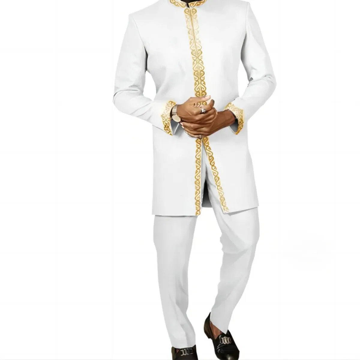 Color: green, Size: L - 2025 new traditional men's suit luxury gentleman's shirt suit casual travel banquet men's two-piece set fashionable men's suit