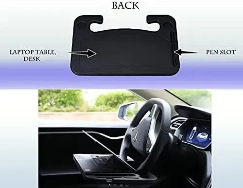 Color Name: black - Steering Wheel Tray, Car Table Tray, Steering Wheel Desk for Laptop and Vehicle Seat Mount Notebook Laptop Eating Desk
