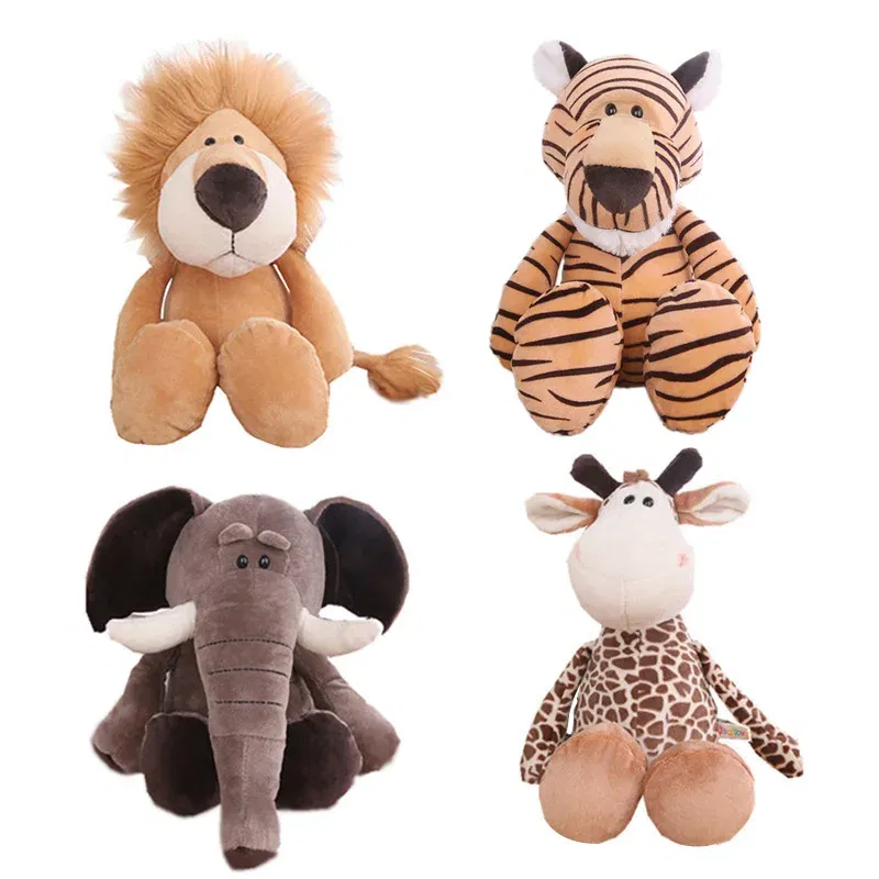 Color: Red, Height: 11cm-30cm - Stuffed Plush Animals Toys Soft Dolls Jungle Lion Elephant Tiger Dog Fox Monkey Deer Children Gift Kawaii Baby Kids Hobbie Toys