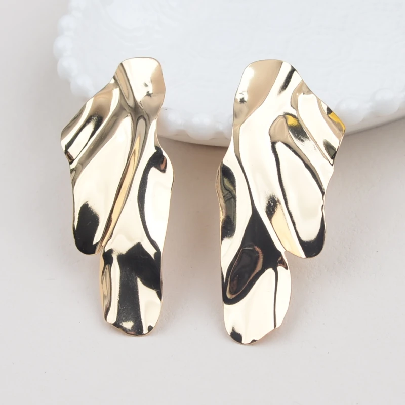 Metal Color: black chrome - New Exaggerated Long Hanging Earrings for Women Big Twisted Metal Dangle Earrings Cool Fashion Trendy European Ear Jewelry