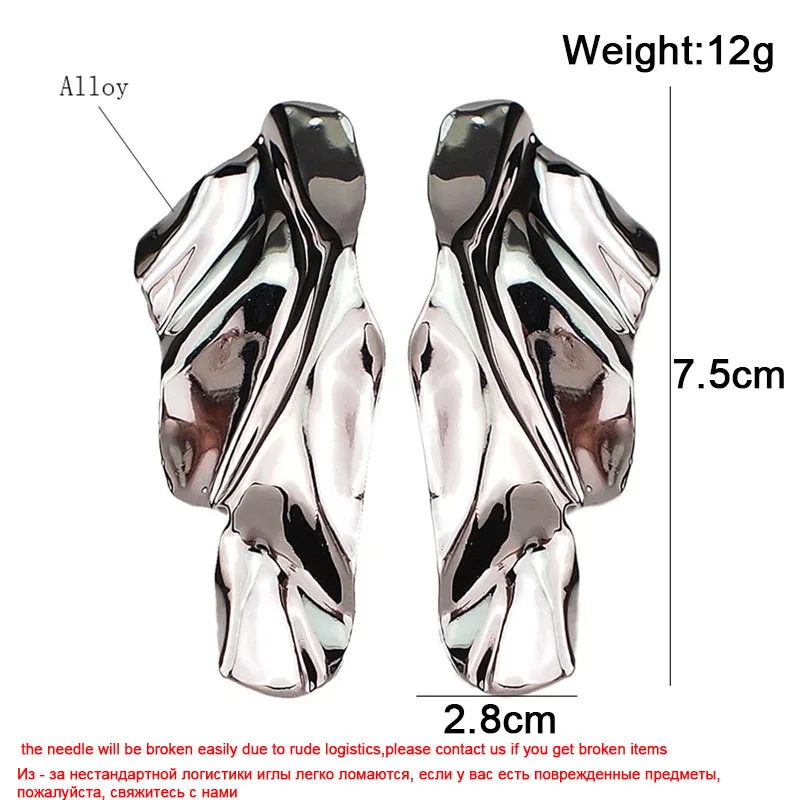 Metal Color: black chrome - New Exaggerated Long Hanging Earrings for Women Big Twisted Metal Dangle Earrings Cool Fashion Trendy European Ear Jewelry