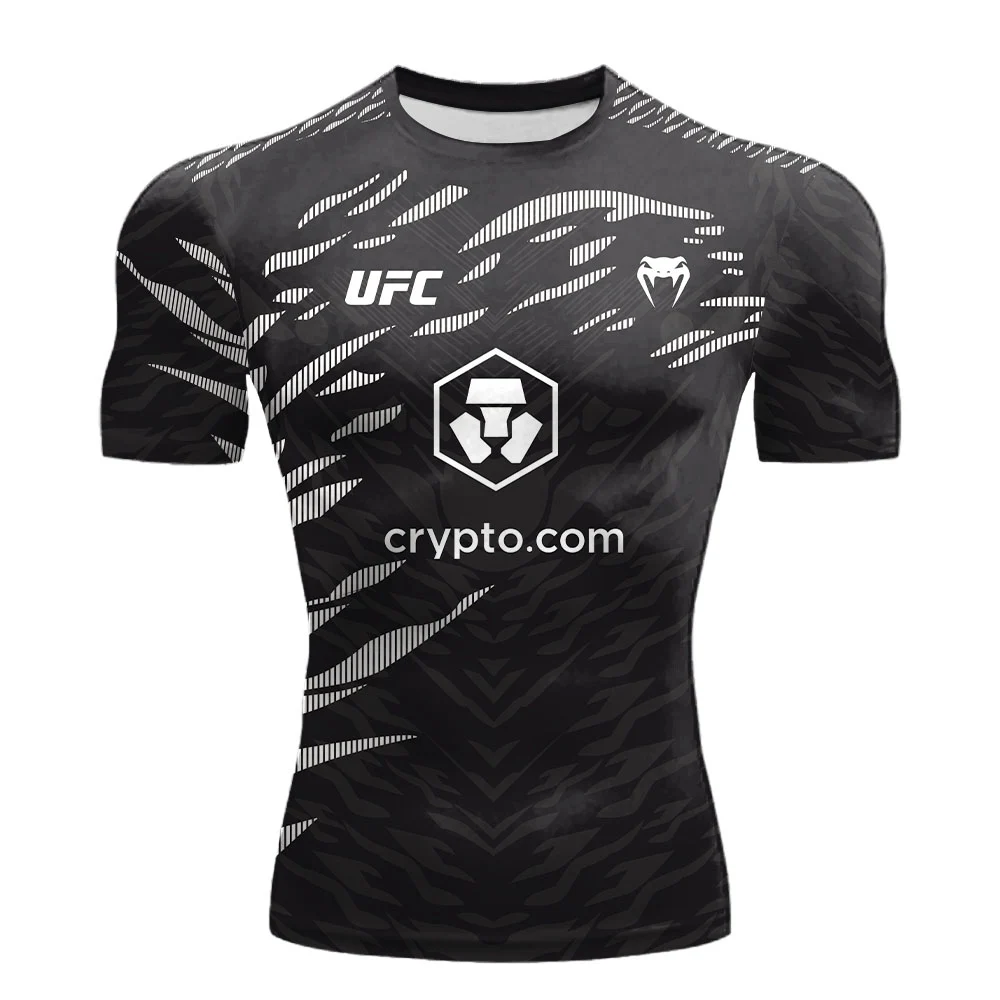 Color: Gold, Size: XL - 2025 New quick-drying tops for Summer Men's UFC Fusion by Venum Black/Gold Alex Pereira Authentic Fight Night Champion Walkout