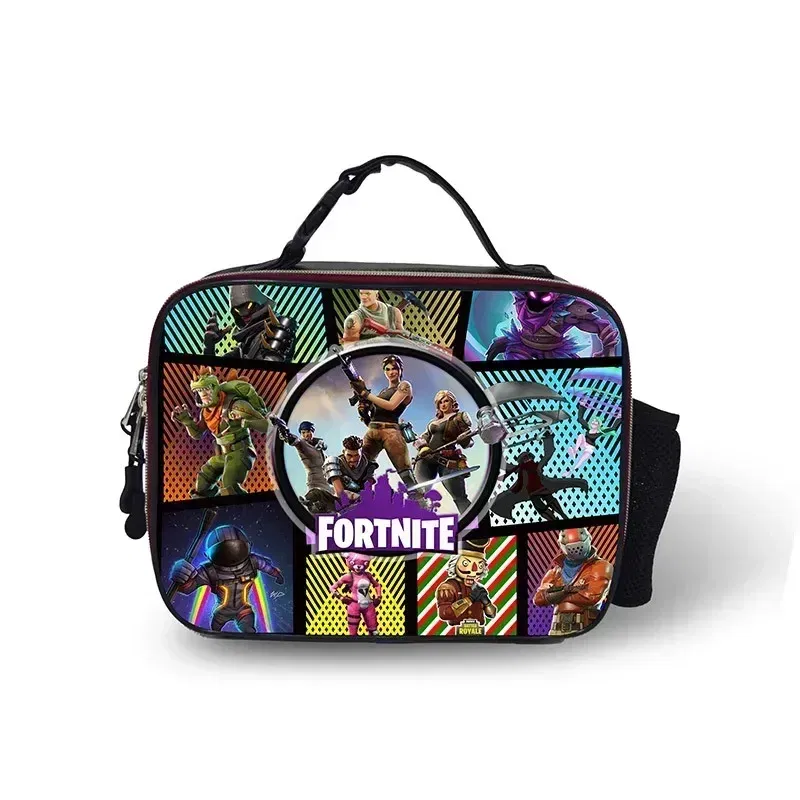 Color: green - Fortnite Leather Thermal Insulated Lunch Bag Insulated Bento Bag Meal Container Insulated