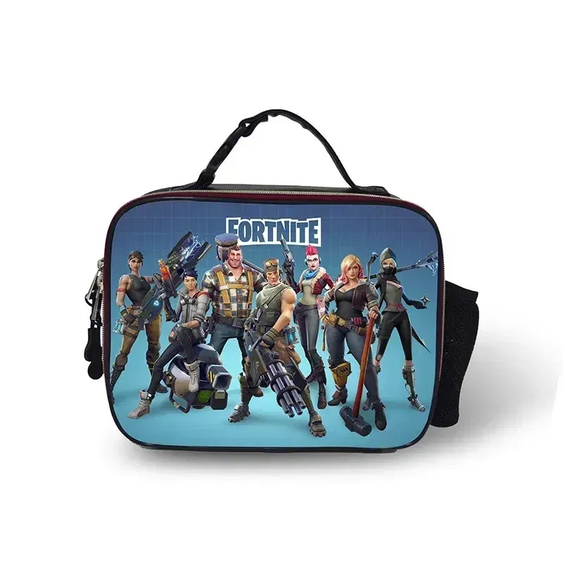 Color: green - Fortnite Leather Thermal Insulated Lunch Bag Insulated Bento Bag Meal Container Insulated