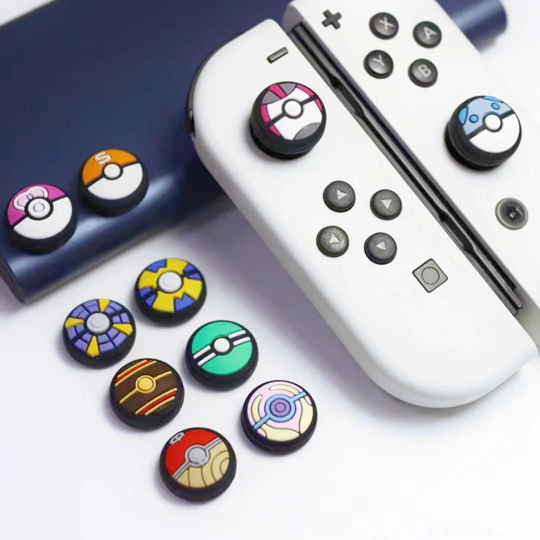 Color: green - 8pcs Cartoon Silicone Analog Thumb Grip Caps Compatible with Nintendo Switch OLED/Switch Lite/Switch Joystick Protective Cover