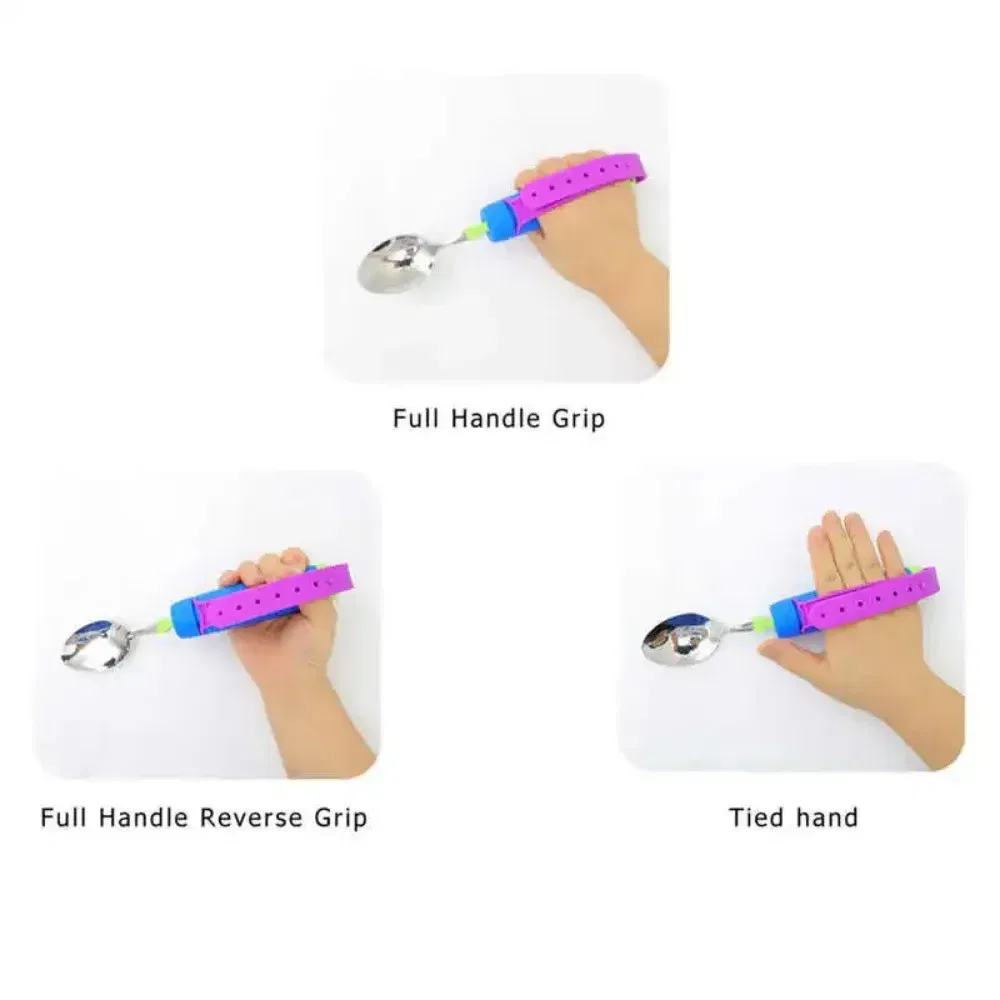 Color: Chocolate - Adjustable Weighted Parkinsons Utensil Eating Aid Fork/Spoon Portables Tableware Elderly Stainless Steels Adaptive Utensil Rotat