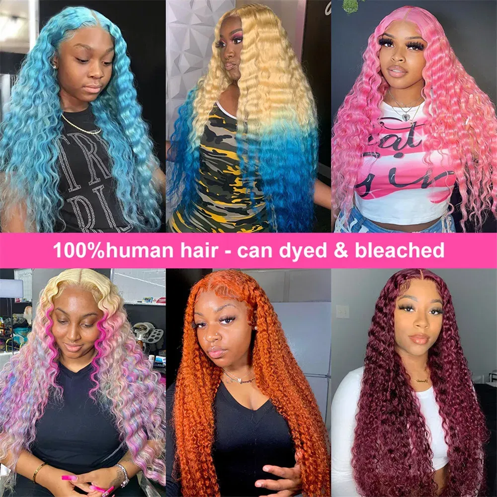 Color: #1B, Ships From: CHINA, Stretched Length: 34inches, Density: 180% - 613 Blonde Curly glueless 13x6 Transparent Hd lace front wig Deep Wave human hair 36 inch Brazilian wig pre plucked for women