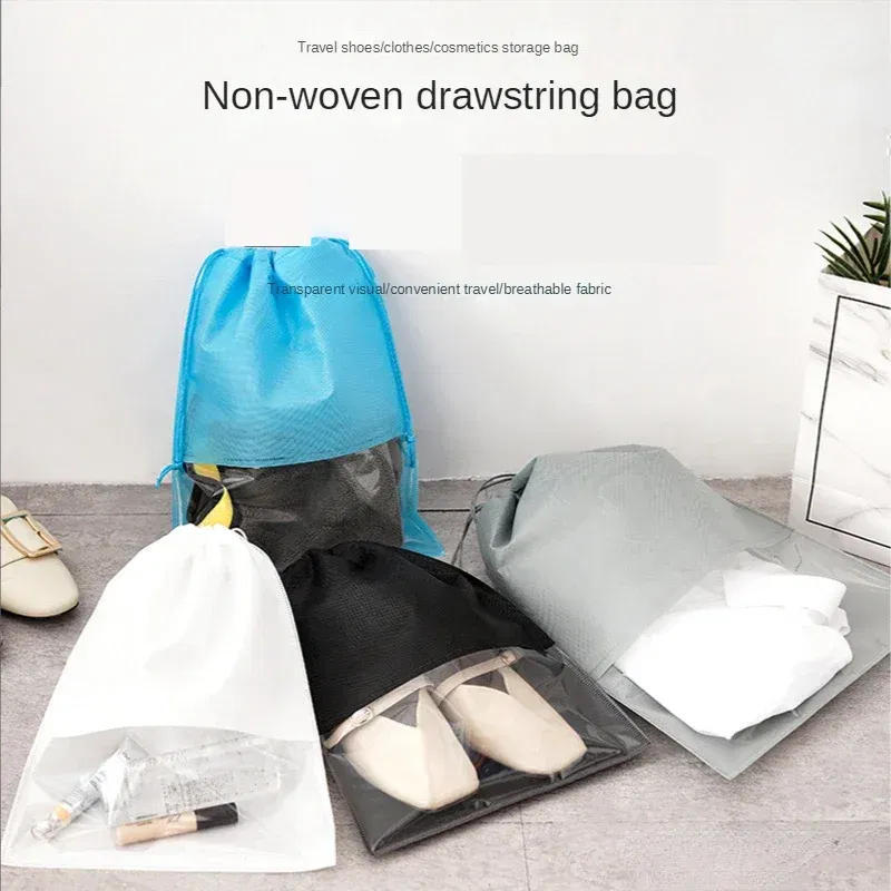 Non-woven Drawstring Bags Sports Travel Dust-proof Storage Bags Polyester Drawstring Bags Fast Shipping
