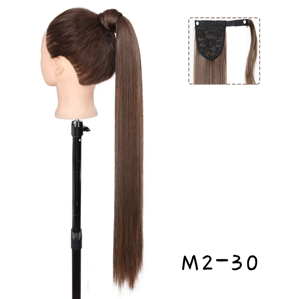 Color: 4/30HL, Stretched Length: 22inches - AZQUEEN Straight Synthetic Hairpiece With Ponytail 85cm Super Long Wrap Around Clip In Hair Extensions Pony Tail For Daily Wear