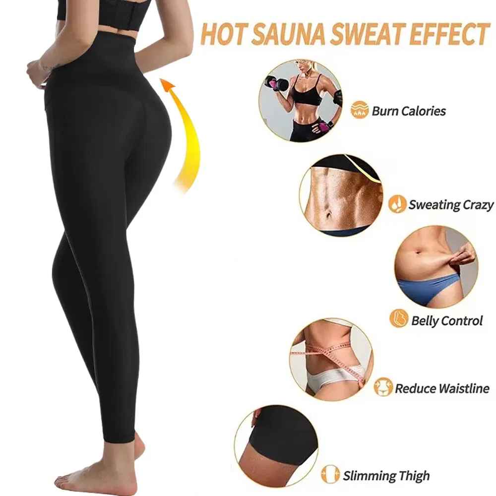 Color: Black, Size: M/L, Ships From: CHINA - Sauna Pants Women Sweat Capris Slimming Leggings,High Waist Workout Body Shaper
