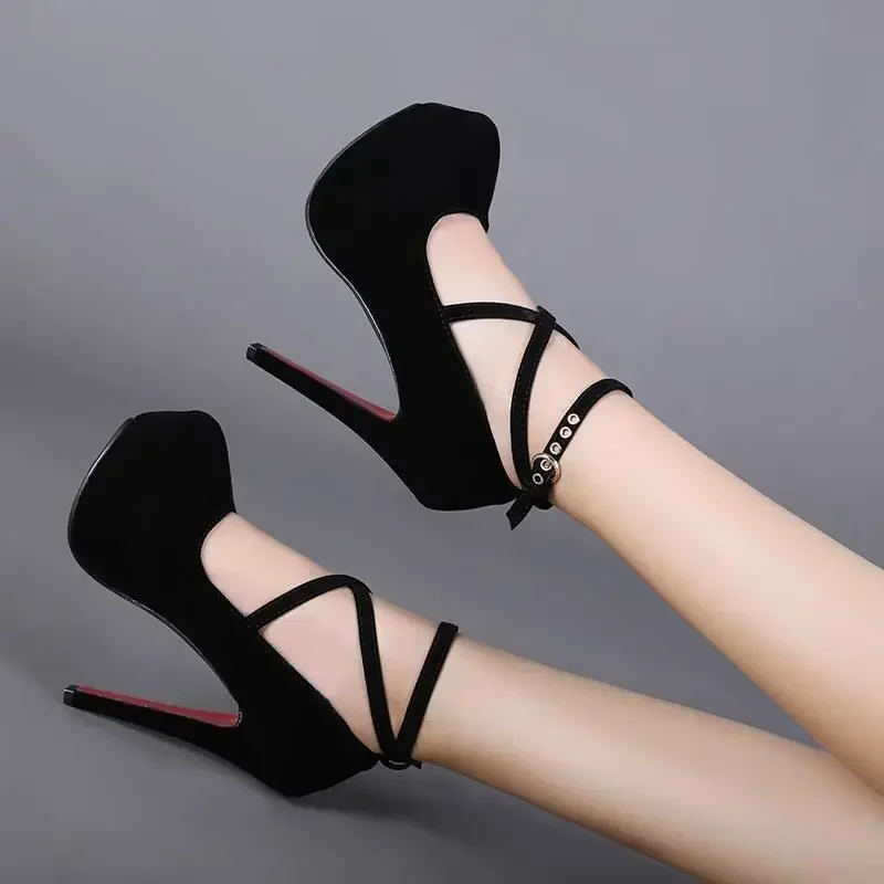 Color: Beige, Shoe Size: 36 - Sexy Classic High Heels Women's Sandals Summer Shoes Ladies Strappy Pumps Platform Heels Woman Ankle Strap Shoes Sizes 34-42