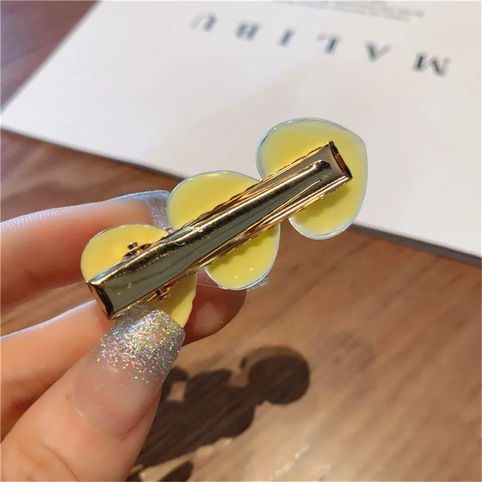 Color: Yellow - Summer Candy Color Heart Hair Clips Barrettes Sweet Transparent Jelly Hairpin Women Girls Cute Handmade Hairgrips Acccessories