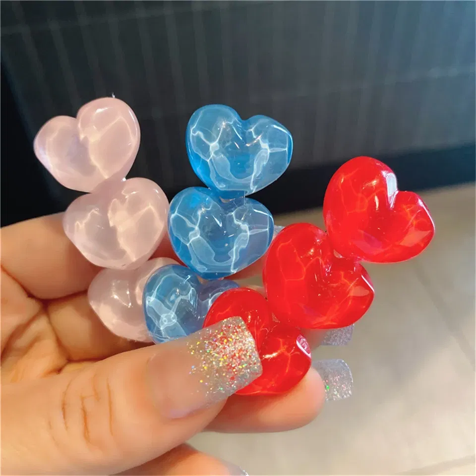 Color: Yellow - Summer Candy Color Heart Hair Clips Barrettes Sweet Transparent Jelly Hairpin Women Girls Cute Handmade Hairgrips Acccessories