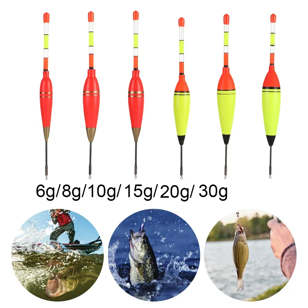 Color: Yellow - 5g/8g/10g/15g/20g/30g EVA Foam Luminous Fishing Float High Quality Plastic Long Vertical Night Lighting Fishing Floats Bobber