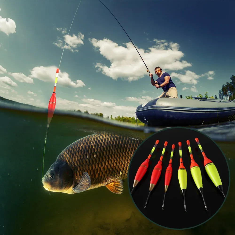 Color: Yellow - 5g/8g/10g/15g/20g/30g EVA Foam Luminous Fishing Float High Quality Plastic Long Vertical Night Lighting Fishing Floats Bobber