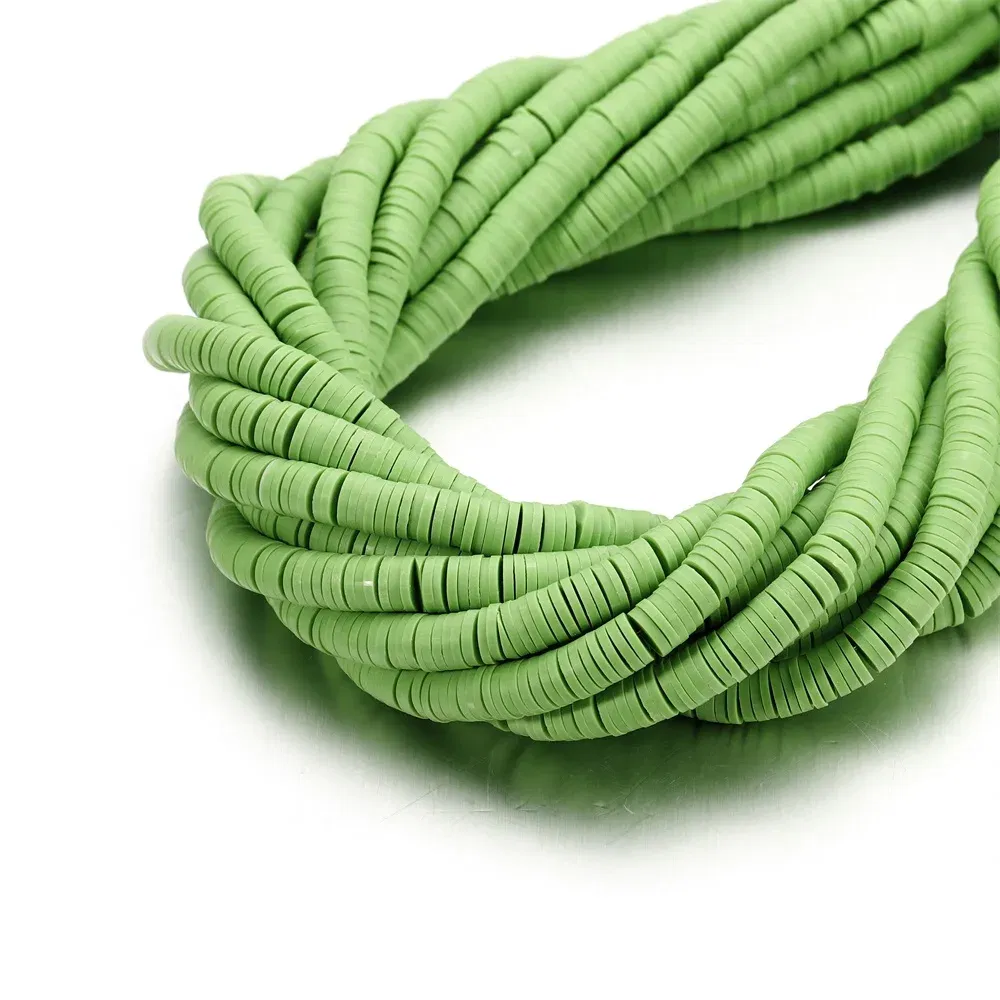Color: green, Item Diameter: 6mm - 16Inch/Line 6mm Colorful Flat Round Polymer Clay Beads Loose Spacer Beads for DIY Jewelry Making Bracelet Necklace Accessories