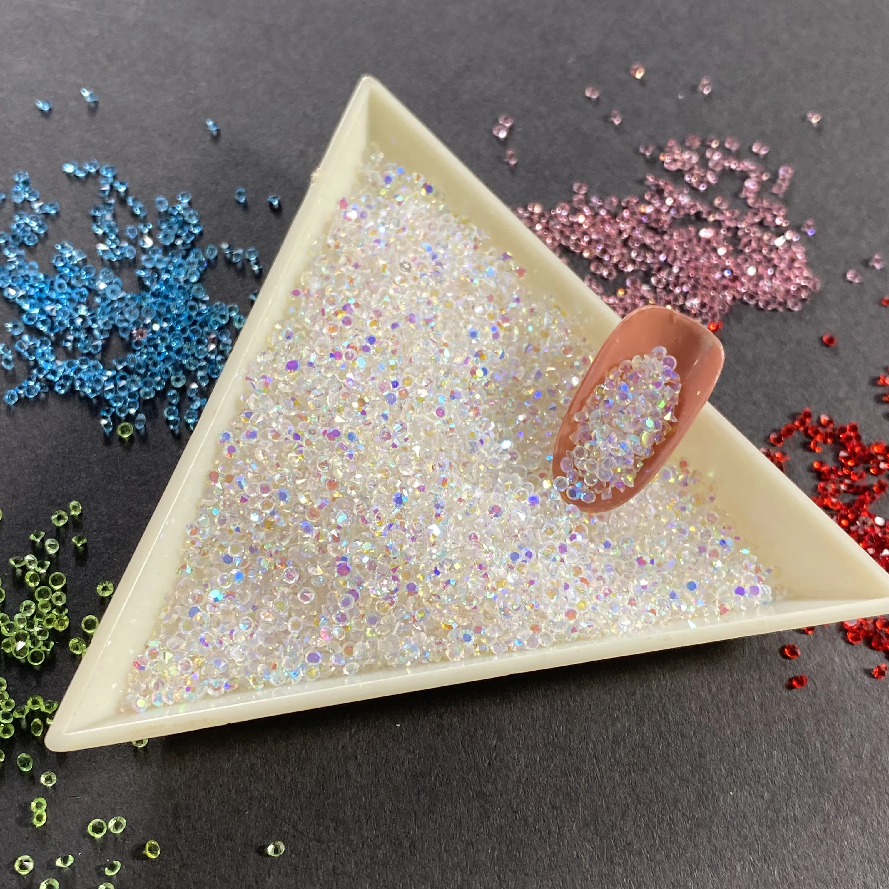 Color: transparent - 1440pcs Shiny Crystal AB Mini Pixie Nail Rhinestones Glitter 3D Micro Diamonds for Nails Art DIY Accessories