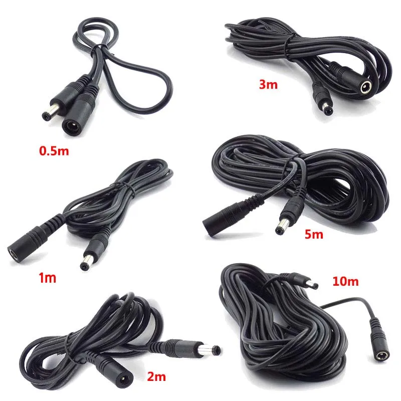 Color: Silver - DC 12V Extension Power Cable 2.1mm*5.5mm Male To Female Connect Wire White Black 0.5m 1m 2m 3m 5m 10m For LED Light CCTV Camera