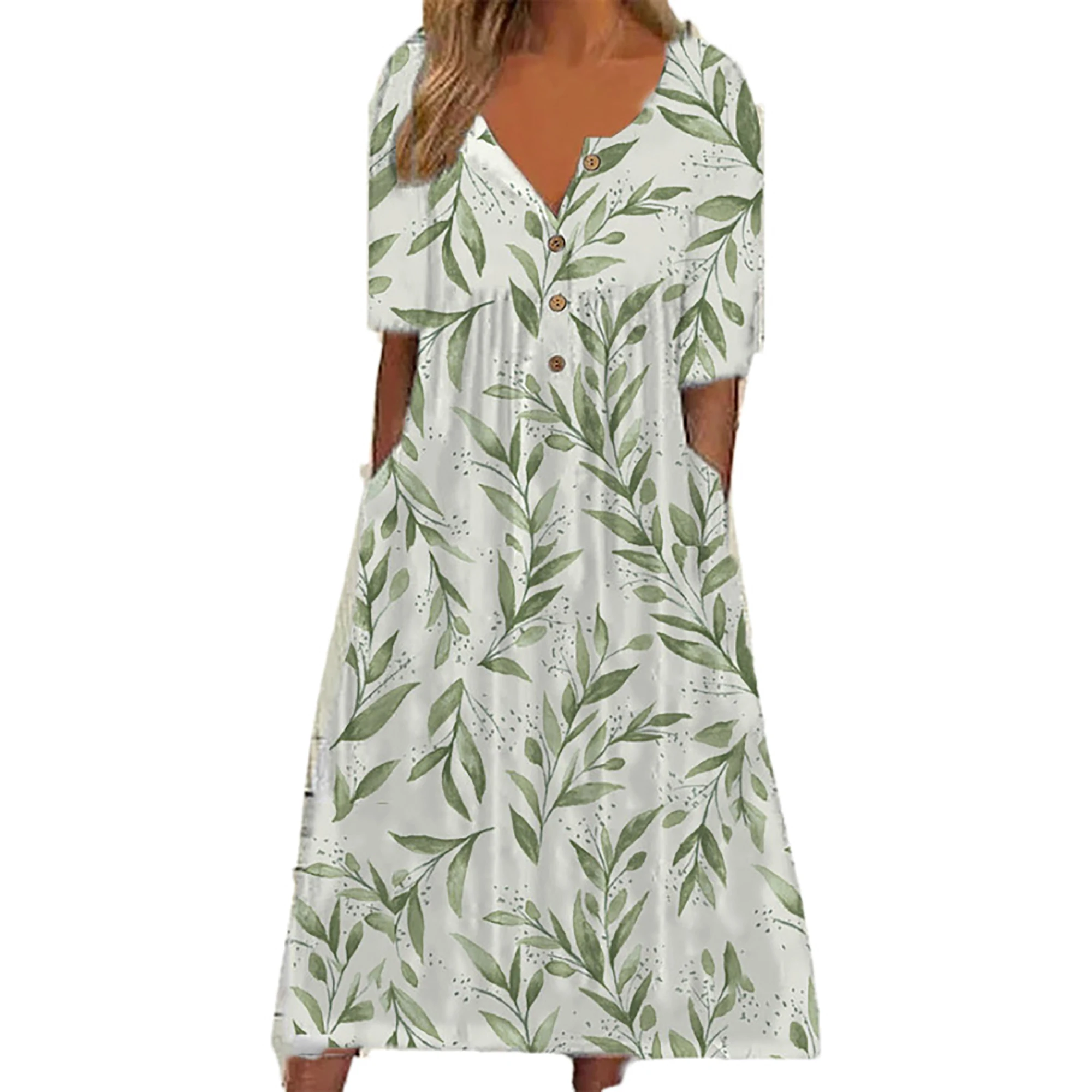 Color: black, Size: 5XL - 2024 Europe and the United States spring new fashion printed V-neck button short sleeve plus size women's size women's pocket