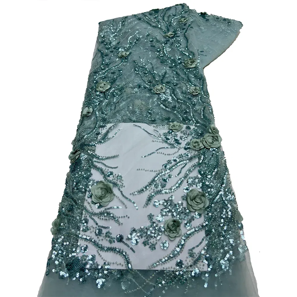 Color: Blue, Length: 5 yards, Width: 120cm - 2.5 yards African Sequins Beaded Groom Lace Fabric High Quality French Tulle Lace Fabric Embroidery Nigerian Lace Fabrics Sewing