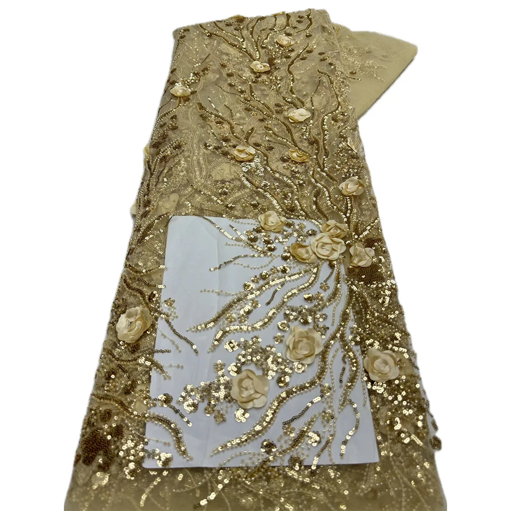 Color: Blue, Length: 5 yards, Width: 120cm - 2.5 yards African Sequins Beaded Groom Lace Fabric High Quality French Tulle Lace Fabric Embroidery Nigerian Lace Fabrics Sewing