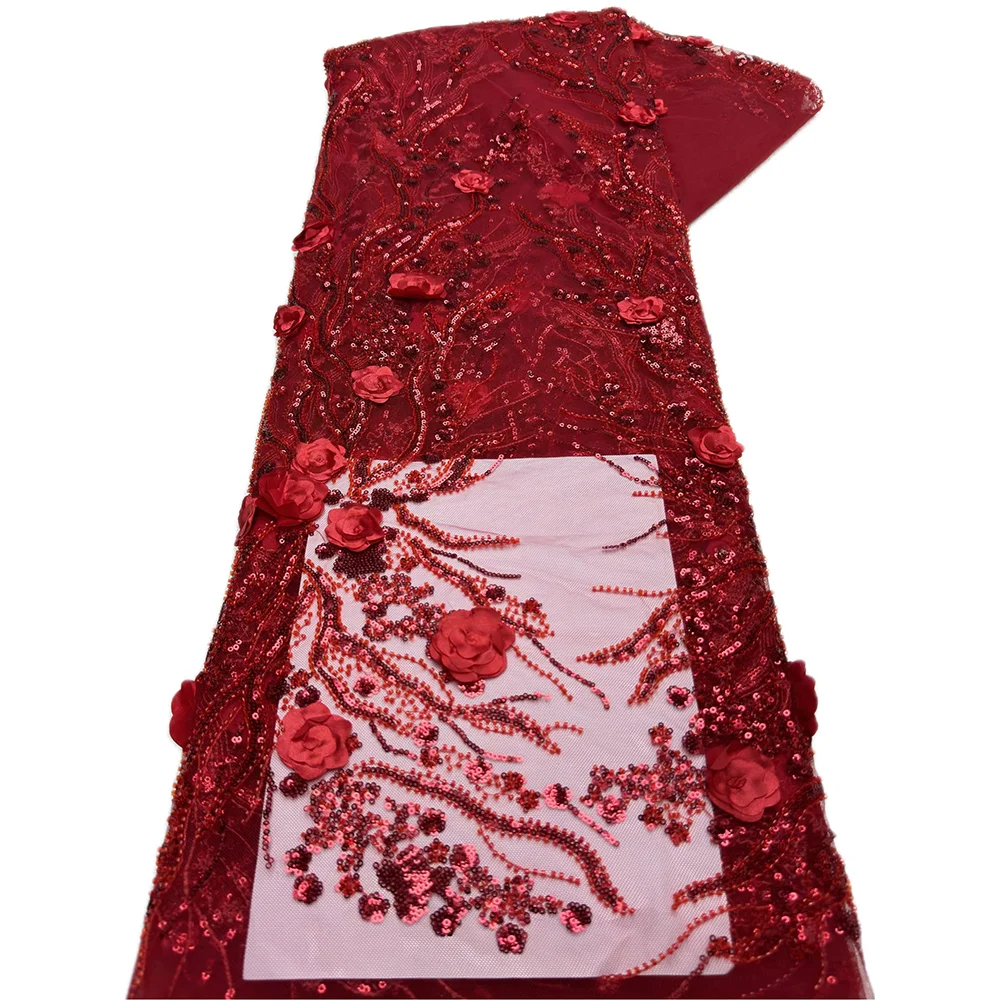 Color: Blue, Length: 5 yards, Width: 120cm - 2.5 yards African Sequins Beaded Groom Lace Fabric High Quality French Tulle Lace Fabric Embroidery Nigerian Lace Fabrics Sewing