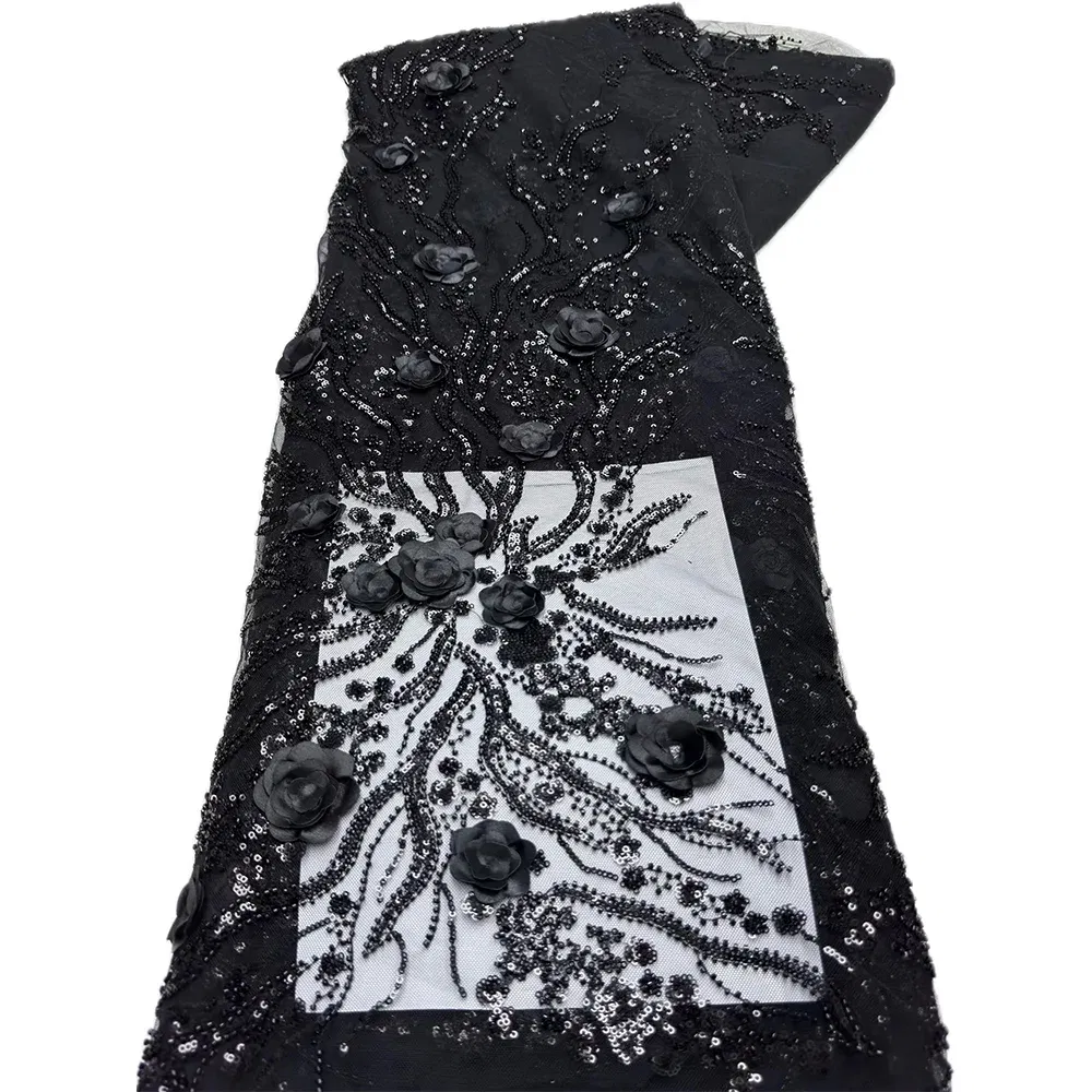 Color: Blue, Length: 5 yards, Width: 120cm - 2.5 yards African Sequins Beaded Groom Lace Fabric High Quality French Tulle Lace Fabric Embroidery Nigerian Lace Fabrics Sewing