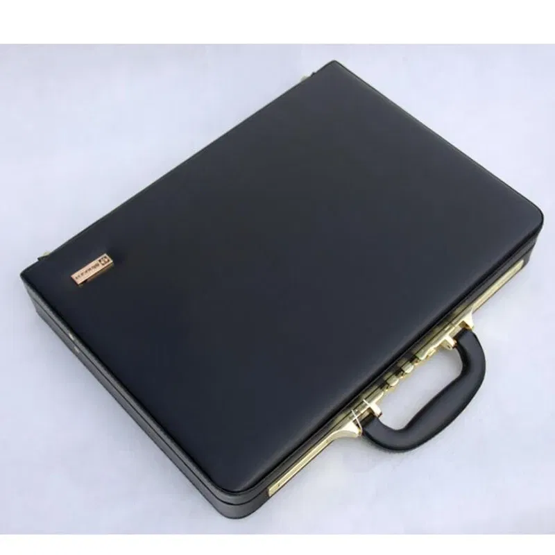 Color: black - Business Men Black Leather Messenger Bag Box 14"18" Inch Computer Box Briefcase