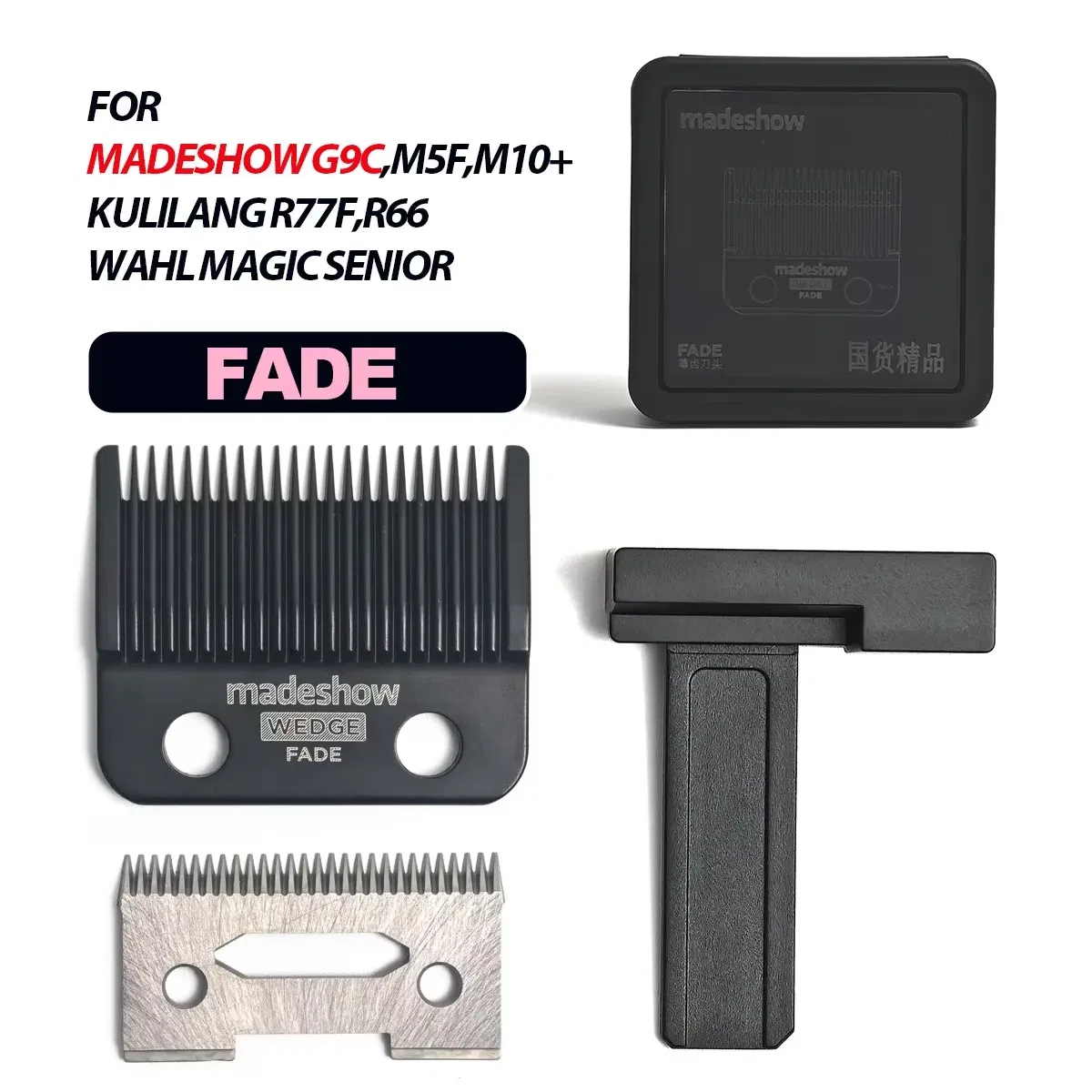 Color: Red - Madeshow KULILANG M5F M10 R66 R77F Original Ultra Thin Fade Blade Hair Clipper Wedge Cutter Head Trimmer Replacement Accessory