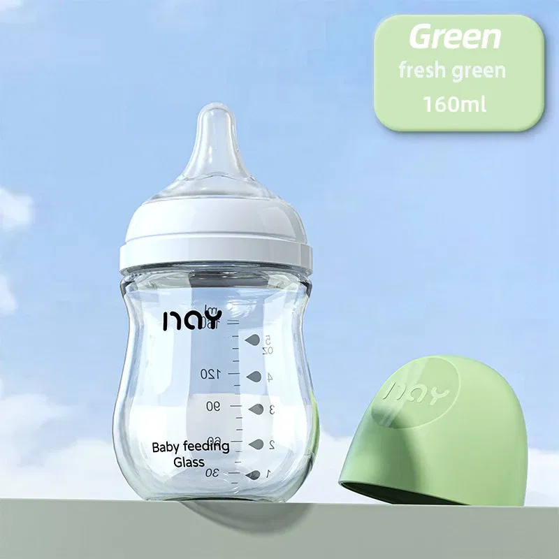 Color: Red - Dr.isla Glass Bottles Newborn Feeding Bottles 80ML/160ML Baby Bottle Anti-flatulence Milk Feeding Bottles Infant BPA free
