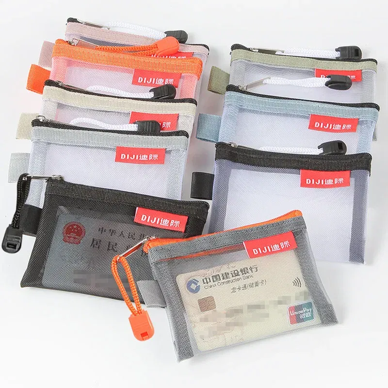 Color: SKY BLUE - Mini Mesh Coin Bags Money Earphone Data Line Storage Bags Bus ID Credit Card Holder Zipper Pouch Traveling Small Coin Wallet