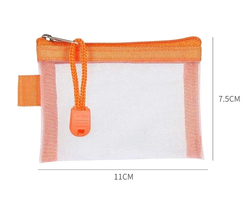 Color: SKY BLUE - Mini Mesh Coin Bags Money Earphone Data Line Storage Bags Bus ID Credit Card Holder Zipper Pouch Traveling Small Coin Wallet