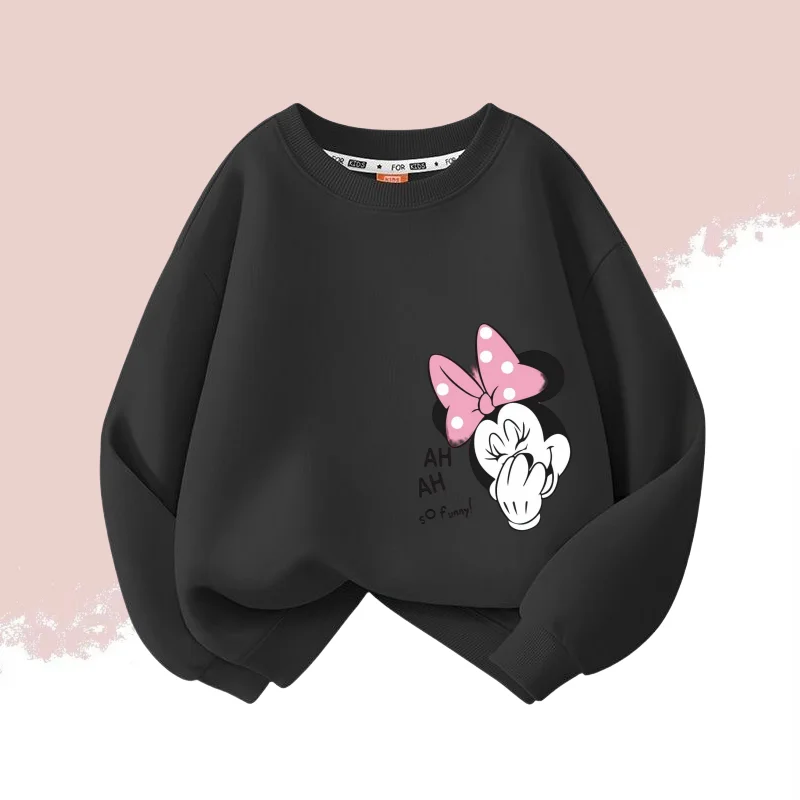 Color: WHITE, Kid Size: 11 - Autumn Baby Girls Cotton Cloth Kid Boy Disney Minnie Printed Long Sleeve Sweatshirt Children Cartoon O-Neck Soft Breathable Top