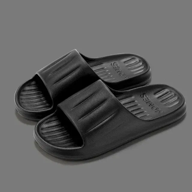 Color: black, Shoe Size: 42 - Home Slippers Women Men Summer Sandals Soft EVA Slides Beach Flip Flops Couples Bathroom Non-slip Shoes
