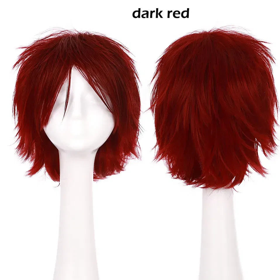 Color: 1B/27HL, Ships From: CHINA, Stretched Length: 8inches - S-noilite Synthetic Short Wig Blue Brown Black Women Men Cosplay Costume Party Head Wigs Hair