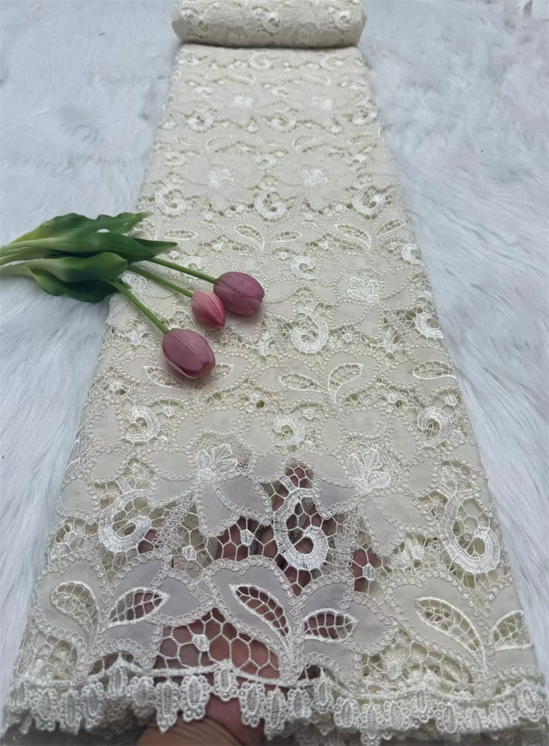 Color: WHITE, Width: 120cm, Length: 5 yards - 2026 High-Quality Nigerian Tulle Lace Fabric for Wedding Dress Embroidery Sequins Party Guipure Chiffon Sewing