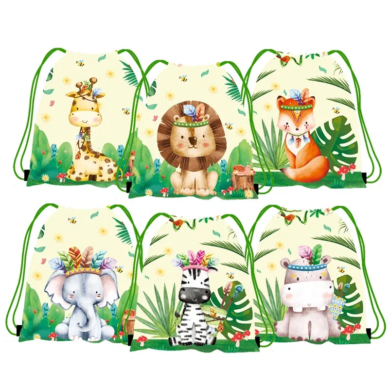 Color: Deep Sapphire, Size: XL - 6/12//24/30pcs Jungle Animal Drawstring Bags Jungle Wild Animals Party Favors Kids Jungle Animals Birthday Party Supplies